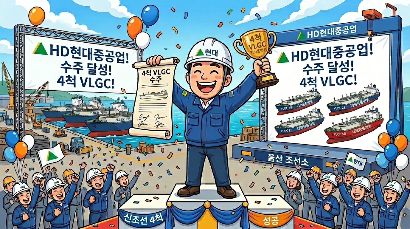 HD현대중공업 VLGC 4척 수주를 표현한 폴더 내 제공 일러스트