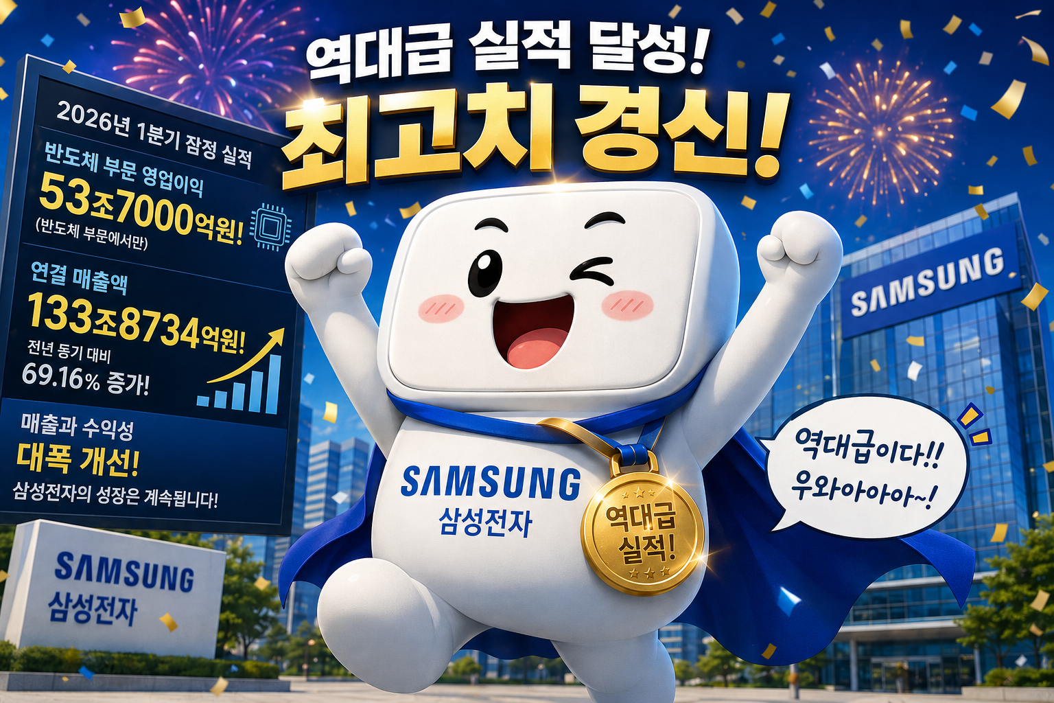 삼성전자 잠정실적 1분기 반도체 영업익 53.7조원 매출 133.8조원 분석