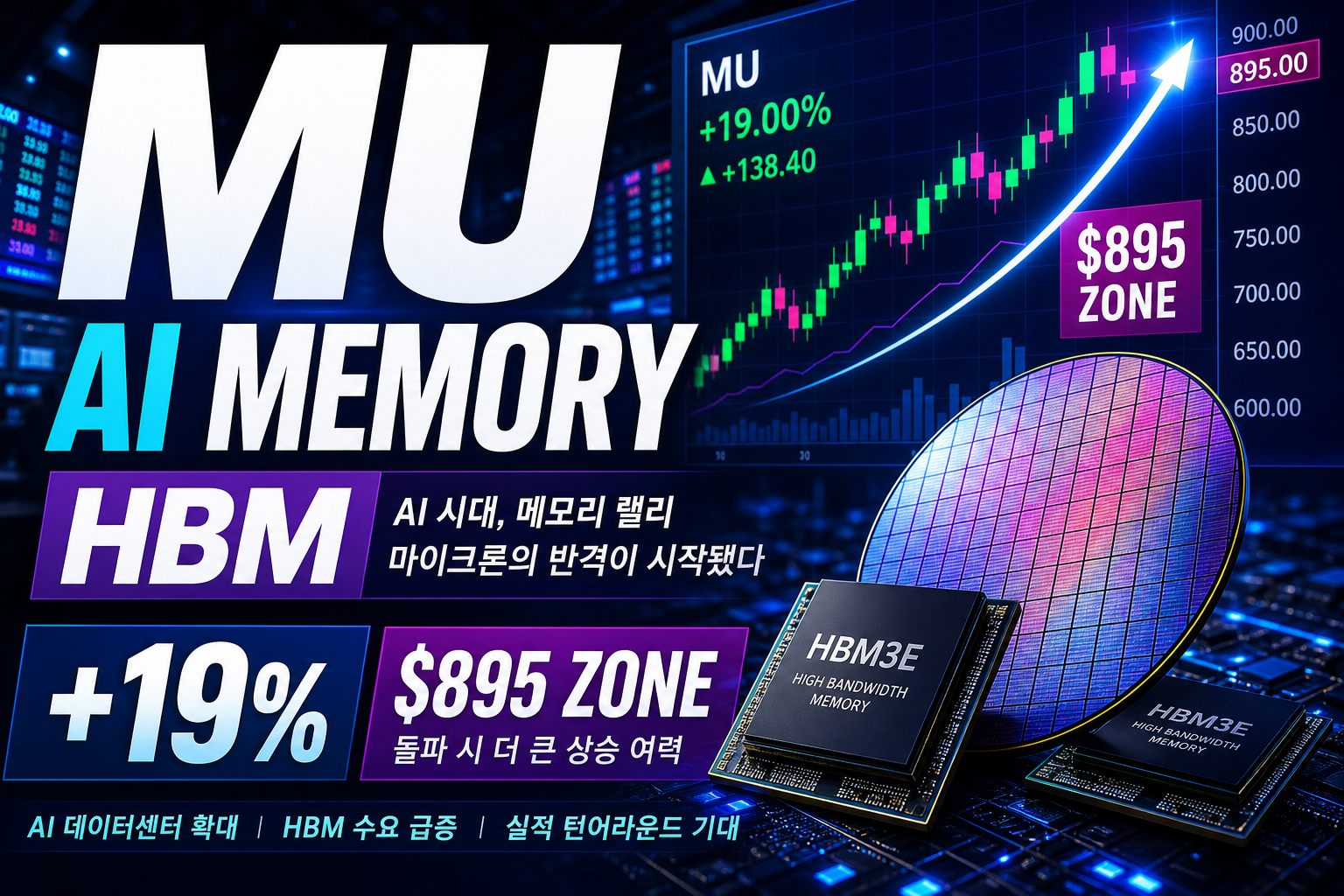 마이크론 MU 주식과 AI 메모리 랠리를 표현한 금융 썸네일