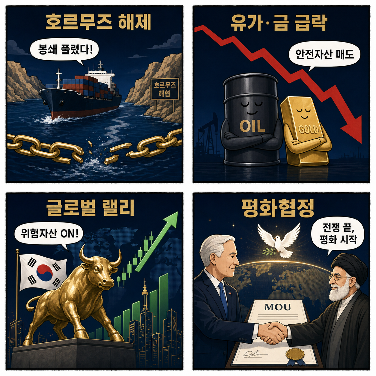 호르무즈 봉쇄 종료와 이란 평화협정 물꼬… 글로벌 '위험자산 랠리' 속 코스피 8,900선 안착 시도
