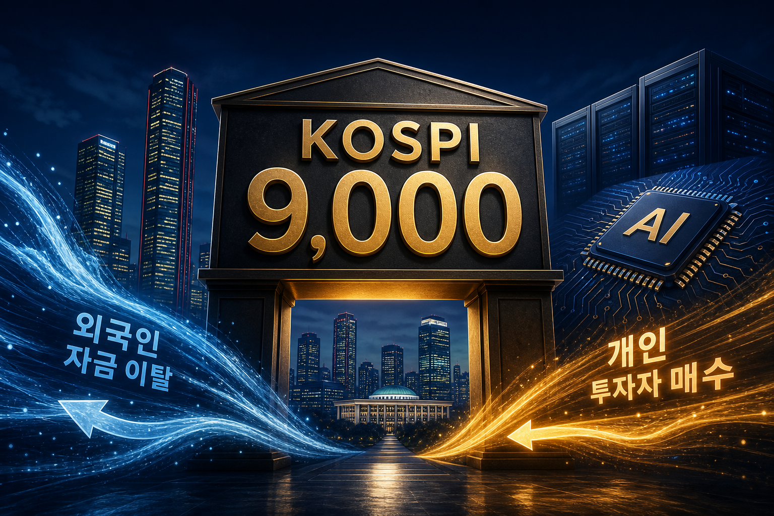 코스피 9,000선 문턱에서 외국인 매도와 개인 매수가 충돌하는 국내 증시