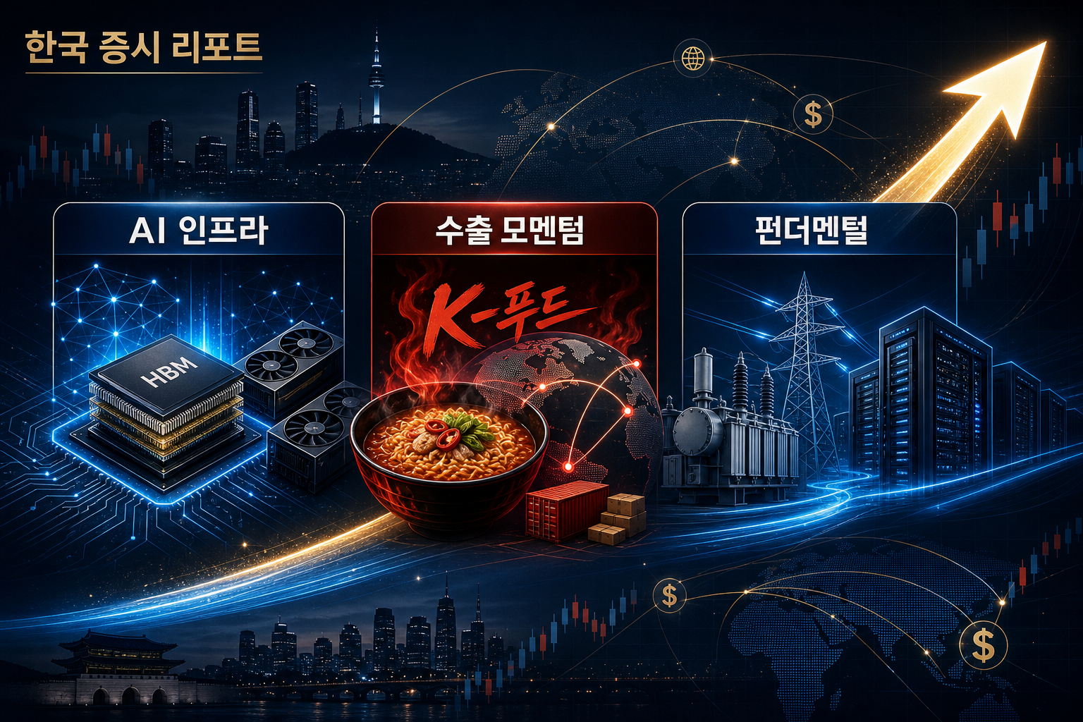 글로벌 트렌드 주도하는 개별주 3선... AI 반도체·수출 식품·전력 인프라 분석