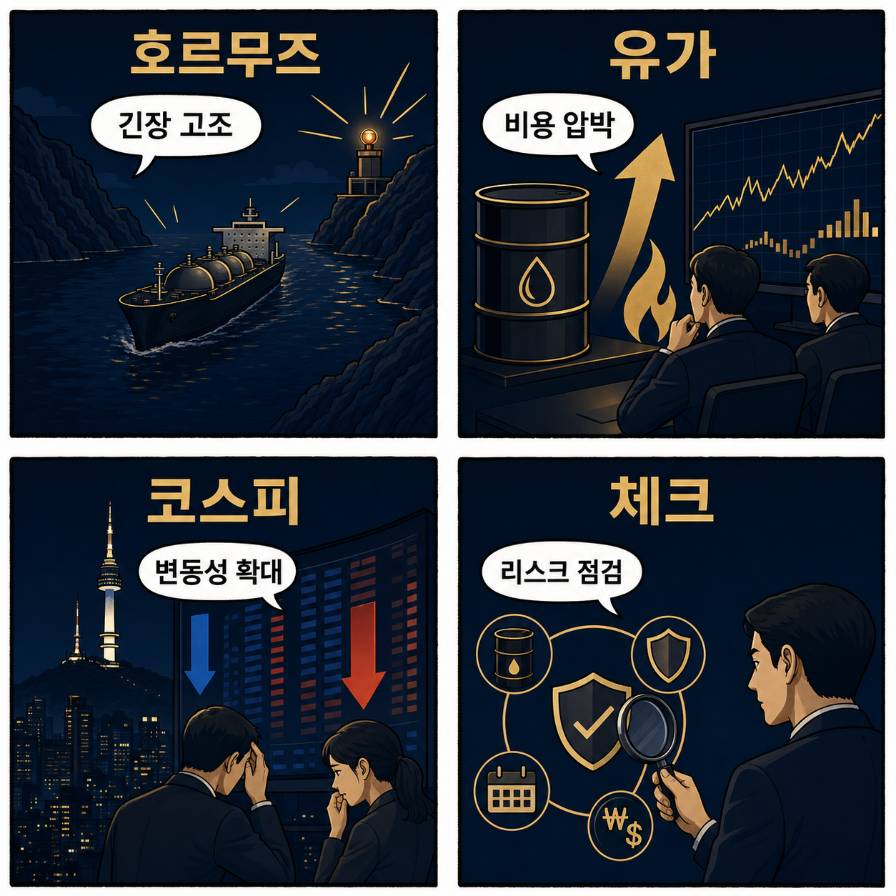호르무즈 피격·미 보복 공습에 유가 폭등… 코스피 장중 7,300선 붕괴 위기와 사이드카 발동